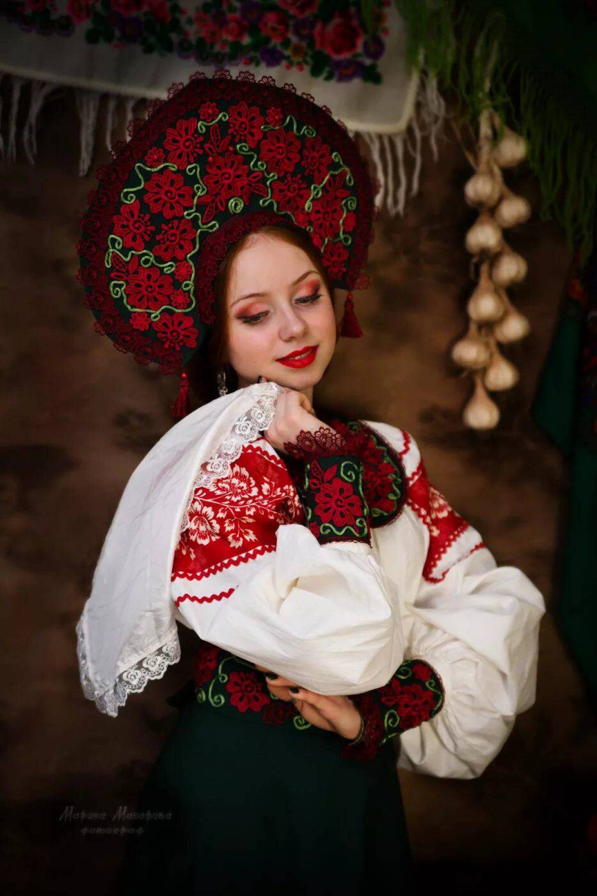 Women in Slavic costumes underwear in Male
